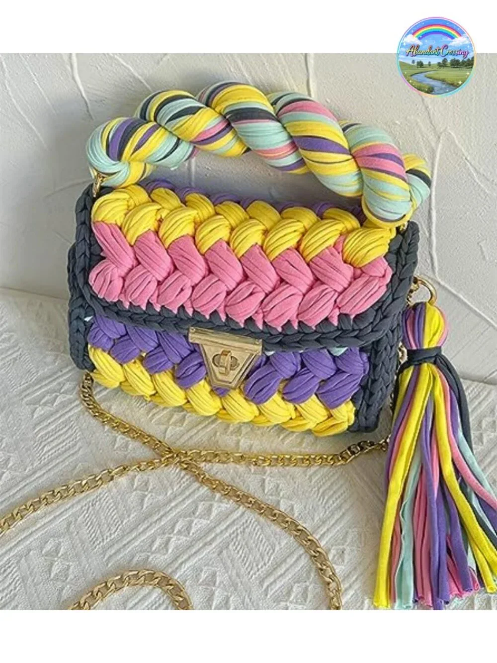 Chunky Yarn Crochet Tote Purse Handwoven Knit Bag Crossbody Clutch Shoulder for